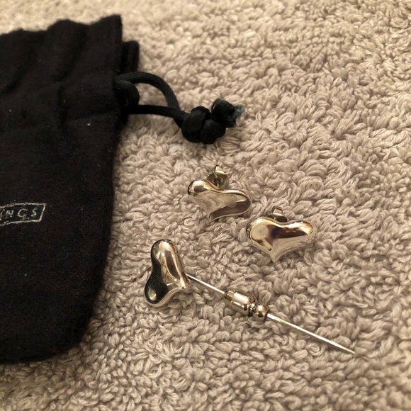 Angela Cummings 925 Floating Heart Earrings & Pin - Picture 2 of 6